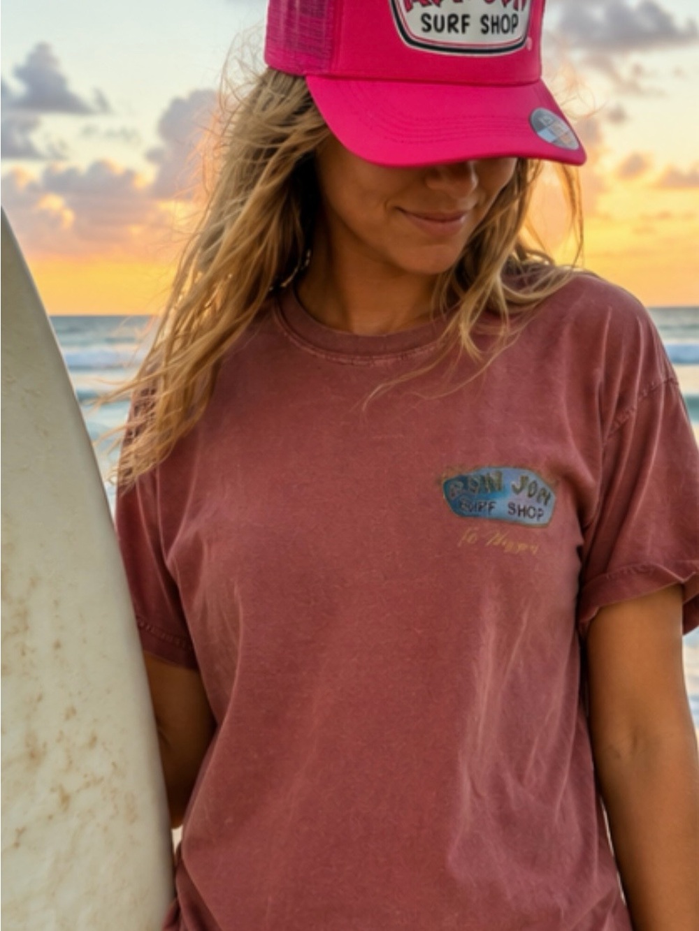 Ron Jon Pinkish-Rust Surf Shop Logo Tee